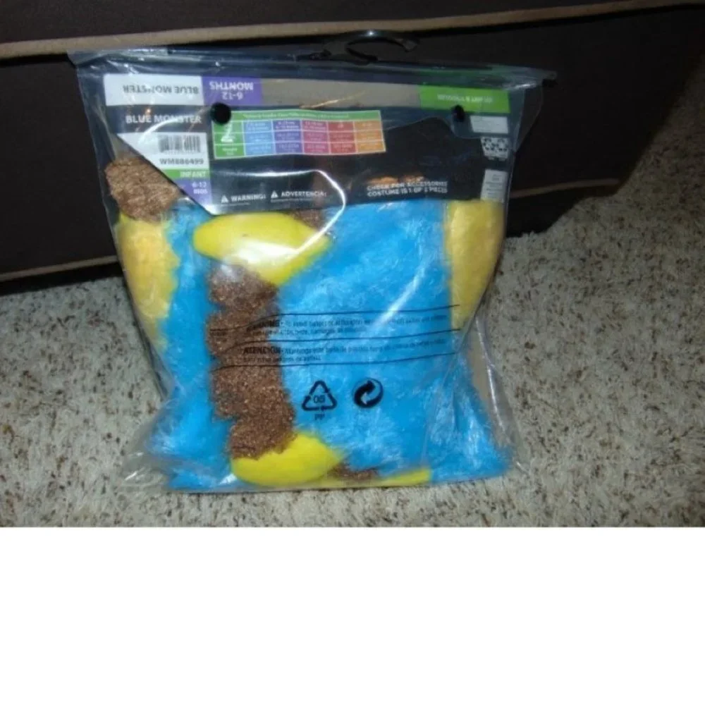Cute Monster Halloween Costume 6/12 months Plush Jumpsuit Unisex Infant Baby